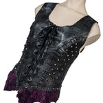 Custom Chop Shop Jacket Wornstar Custom Handmade Vest - Leather Corset Black