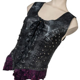 Custom Chop Shop Jacket Wornstar Custom Handmade Vest - Leather Corset Black