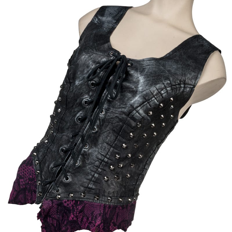 Custom Chop Shop Jacket Wornstar Custom Handmade Vest - Leather Corset Black