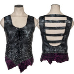 Custom Chop Shop Jacket Wornstar Custom Handmade Vest - Leather Corset Black