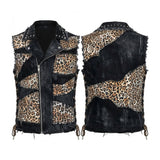 Custom Chop Shop Jacket Wornstar Custom Handmade Vest - Leopard Patchwork Moto