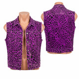 Custom Chop Shop Jacket Wornstar Custom Handmade Vest - Purple Haze Leopard