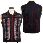 Custom Chop Shop Jacket Wornstar Custom Handmade Vest - Red Spine