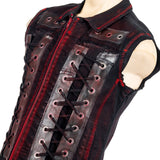 Custom Chop Shop Jacket Wornstar Custom Handmade Vest - Red Spine