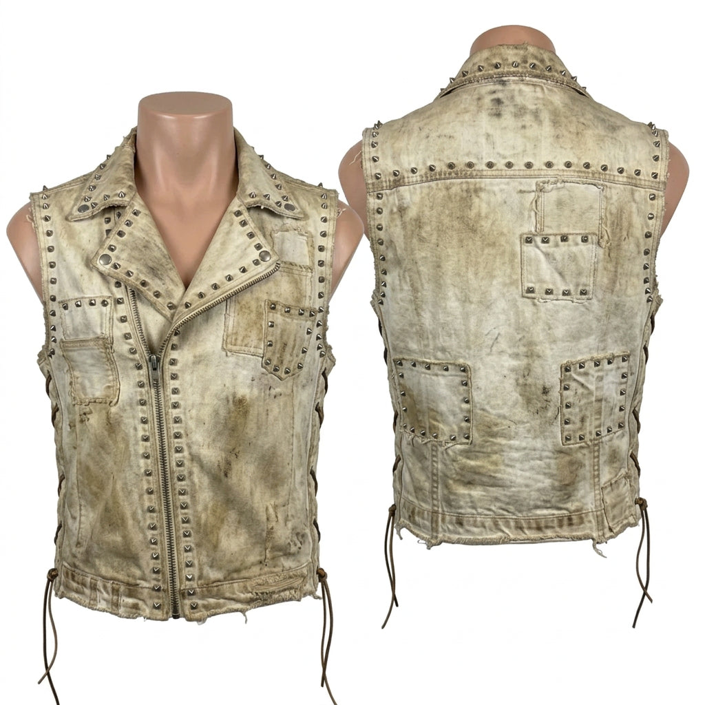 Custom Chop Shop Jacket Wornstar Custom Handmade Vest - Remnant Vintage Blue Denim Biker