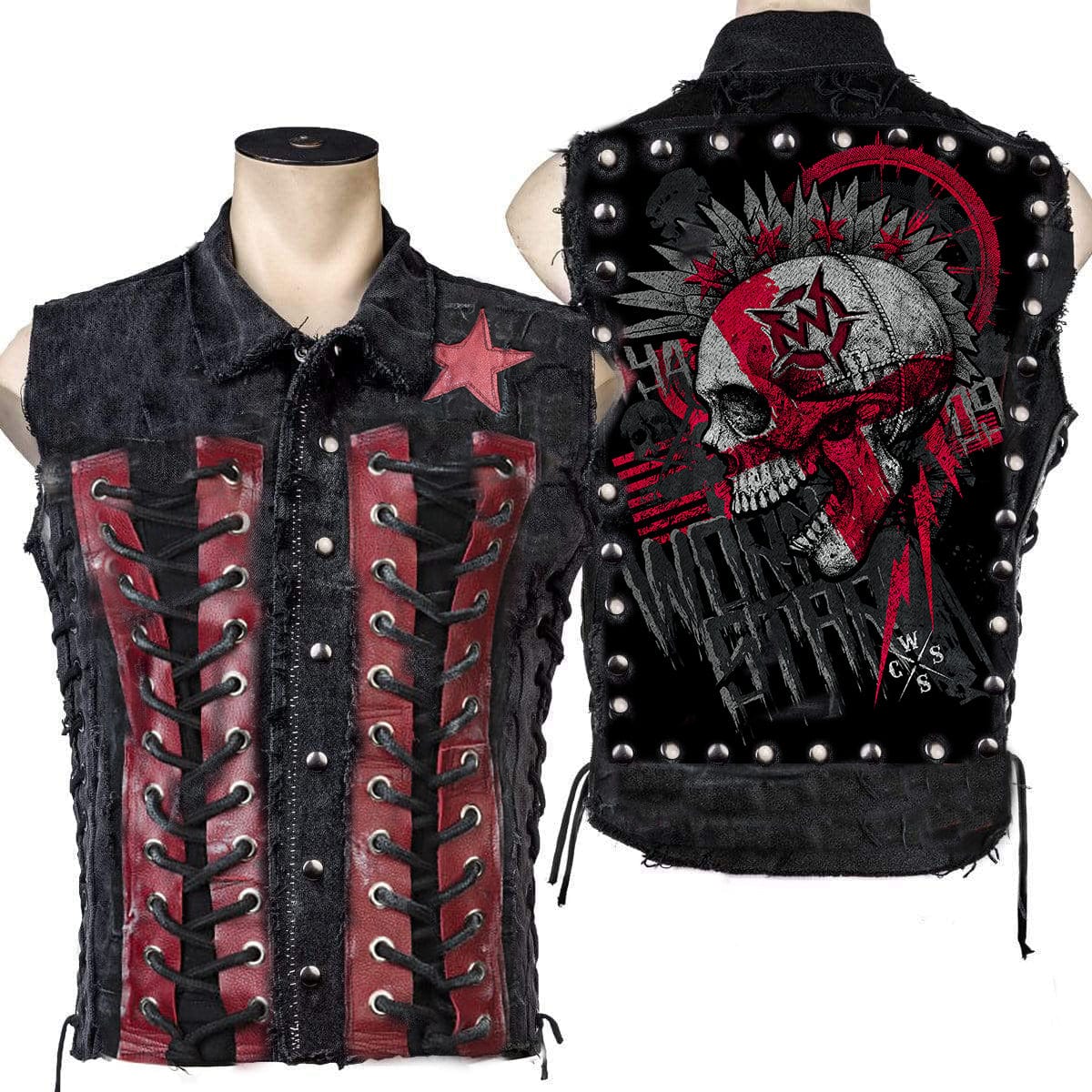 Custom Chop Shop Jacket Wornstar Custom Handmade - Vest - Salvaged - Chaos