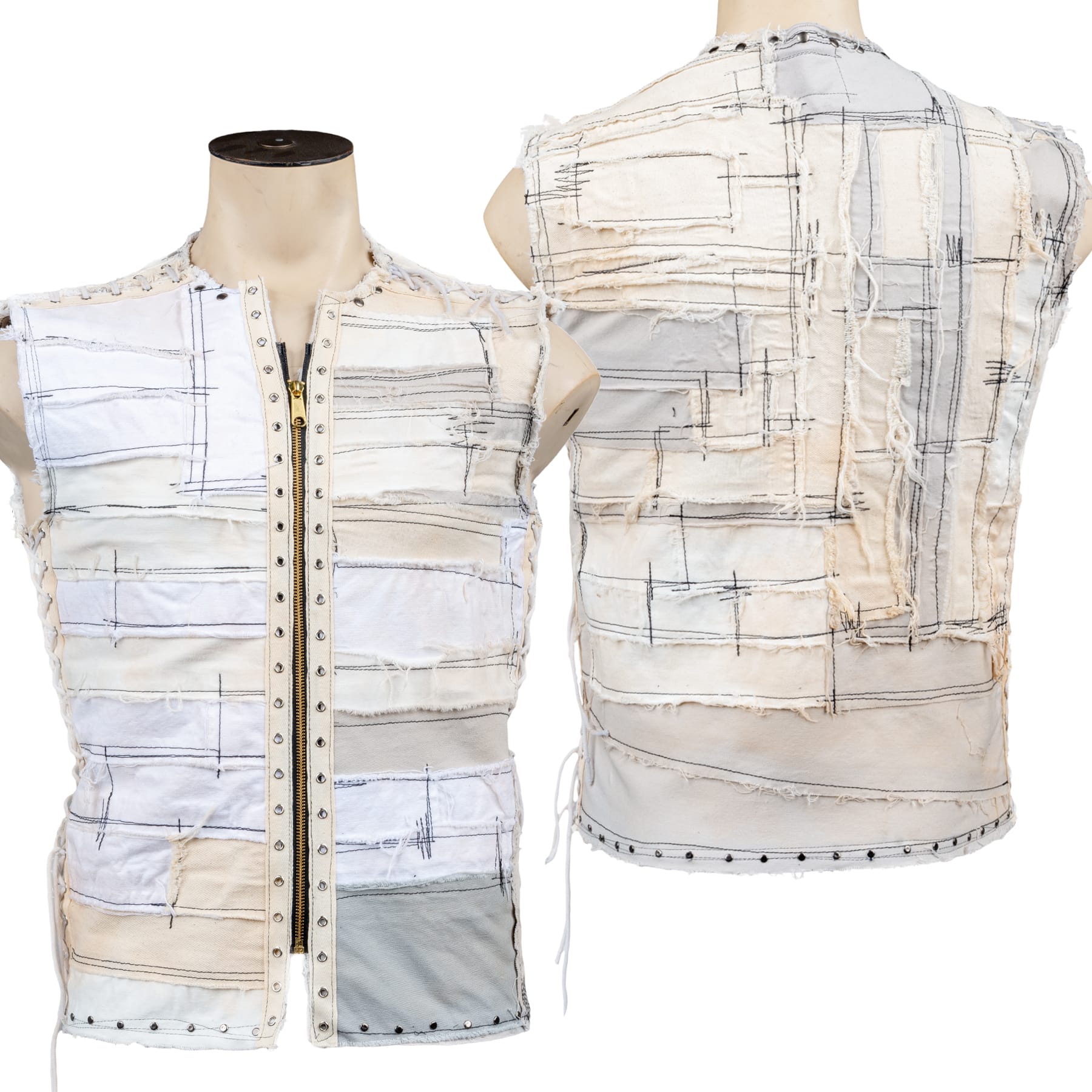 Custom Chop Shop Jacket Wornstar Custom Handmade Vest - Salvaged Patchwork - Ready to Ship
