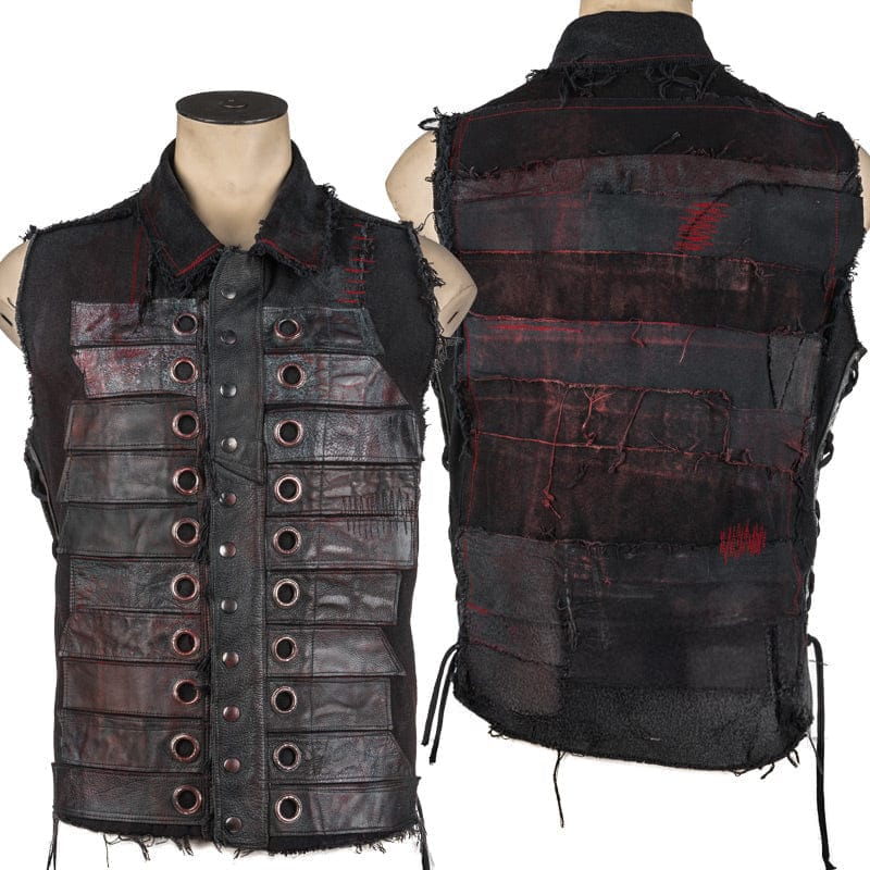 Custom Chop Shop Jacket Wornstar Custom Handmade Vest - Salvaged - Red Warrior