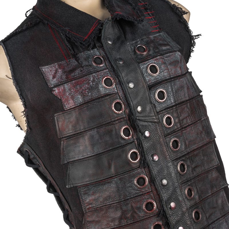 Custom Chop Shop Jacket Wornstar Custom Handmade - Vest - Salvaged - Red Warrior