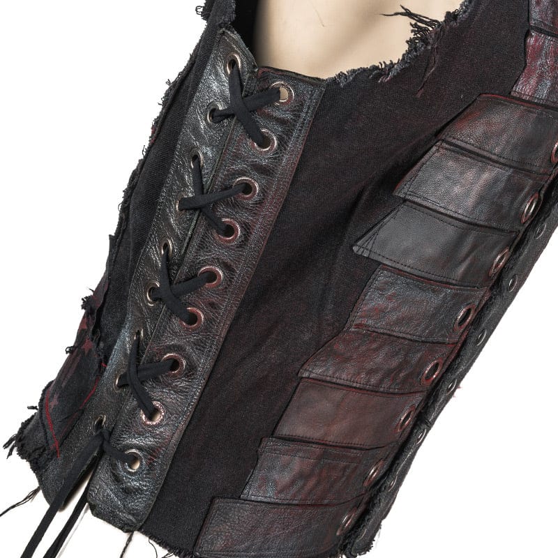 Custom Chop Shop Jacket Wornstar Custom Handmade - Vest - Salvaged - Red Warrior