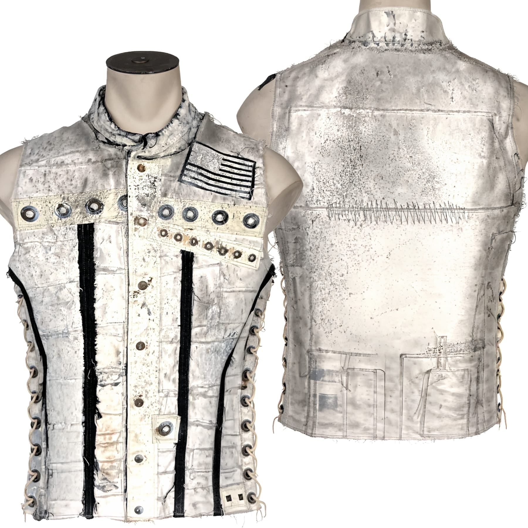 Custom Chop Shop Jacket Wornstar Custom Handmade Vest - Salvaged - White Rabbit