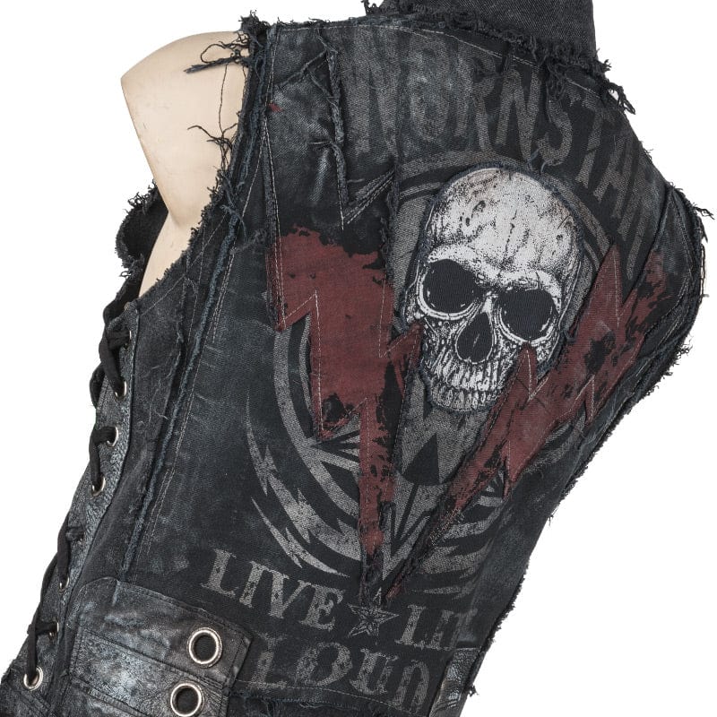 Custom Chop Shop Jacket Wornstar Custom Handmade - Vest - Salvaged - WSCV-562 - Thunder