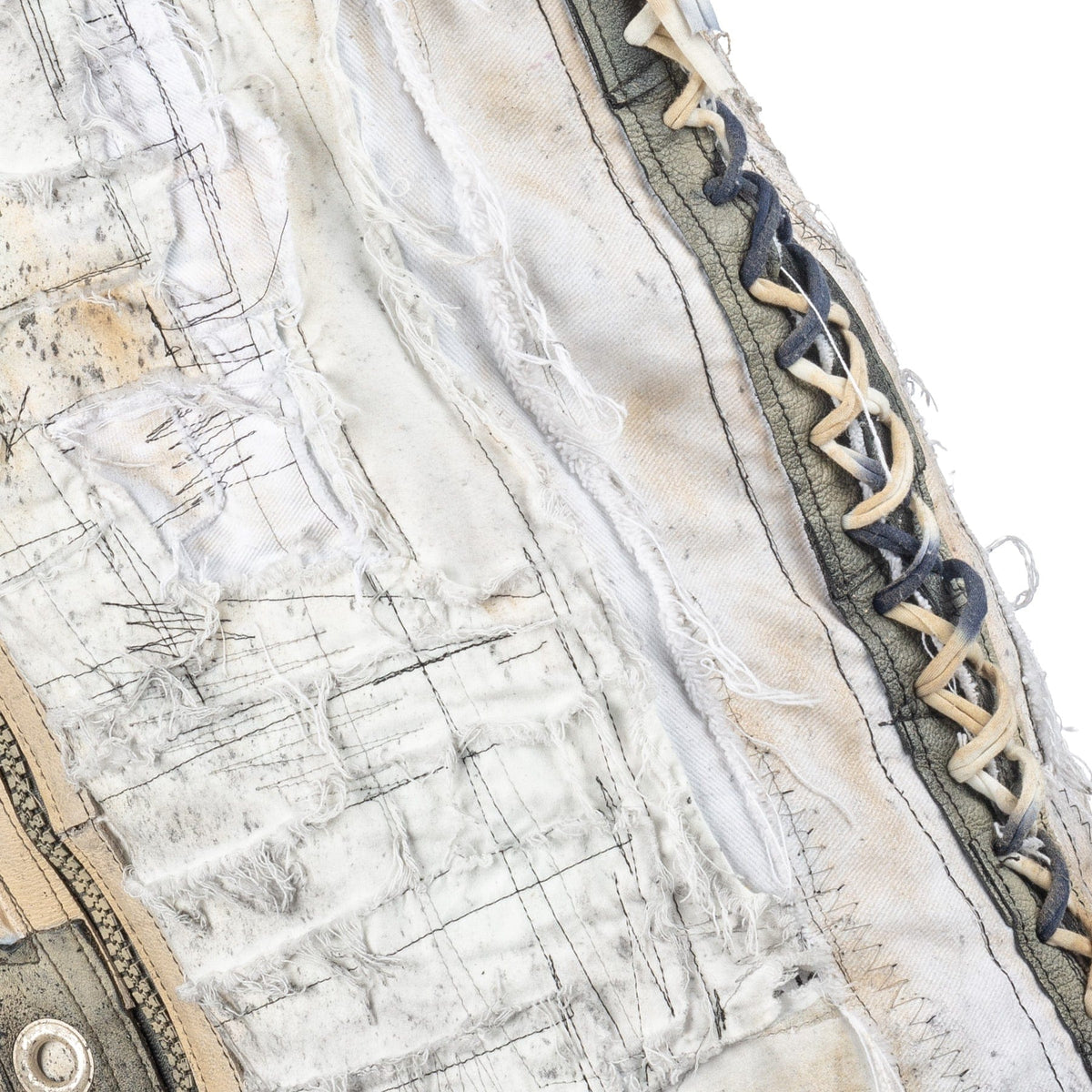 Wornstar Clothing men's custom vest. Handmade custom denim and leather rock vest. Rocker style black stretch denim custom-made stage vest.