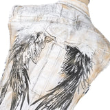 Wornstar Clothing men's custom vest. Handmade custom denim and leather rock vest. Rocker style black stretch denim custom-made stage vest.