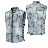 Custom Chop Shop Jacket Wornstar Custom Handmade Vest - White Frost