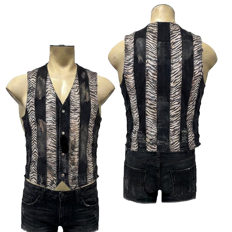 Custom Chop Shop Jacket Wornstar Custom Handmade - Vest - Zebra Stripes