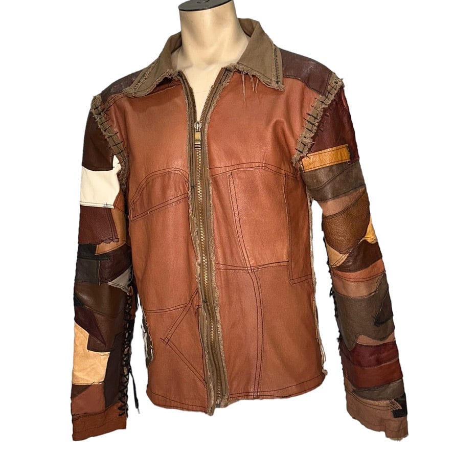 Custom Chop Shop Jacket Wornstar Custom Jacket - Brown Patchwork - Ready to ship - Size Large