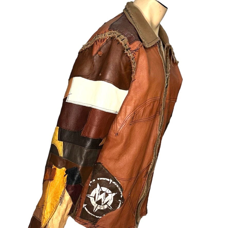 Custom Chop Shop Jacket Wornstar Custom Jacket - Brown Patchwork - Ready to ship - Size Large