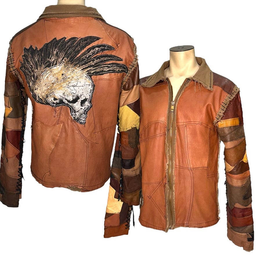 Custom Chop Shop Jacket Wornstar Custom Jacket - Brown Patchwork - Ready to ship - Size Large