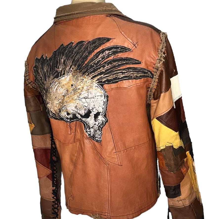 Custom Chop Shop Jacket Wornstar Custom Jacket - Brown Patchwork - Ready to ship - Size Large