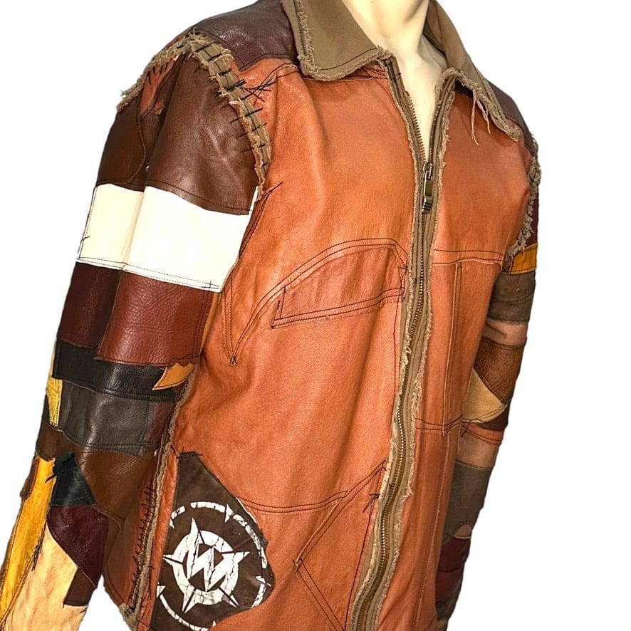 Custom Chop Shop Jacket Wornstar Custom Jacket - Brown Patchwork - Ready to ship - Size Large