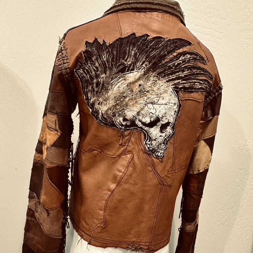 Custom Chop Shop Jacket Wornstar Custom Jacket - Brown Patchwork - Ready to ship - Size Large