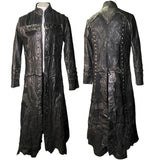 Custom Chop Shop Jacket Wornstar Custom Jacket - Distressed Black Leather Patchwork Trench Jacket - Raven