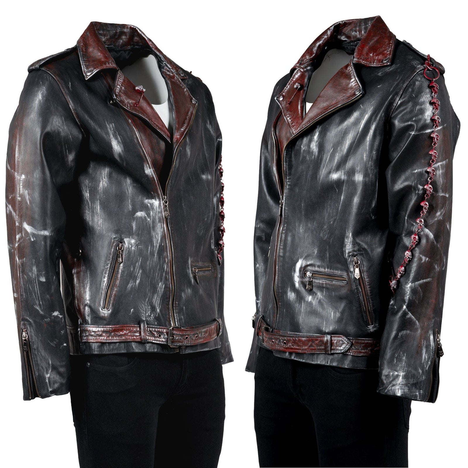 Custom Chop Shop Jacket Wornstar Custom Jacket - Fueled by Rock n Roll - Black and Red - Size XL