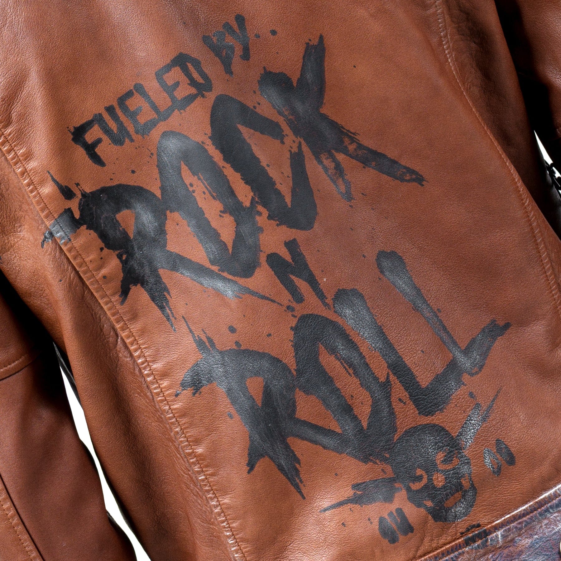 Custom Chop Shop Jacket Wornstar Custom Jacket - Fueled by Rock n Roll - Brown - Size Large