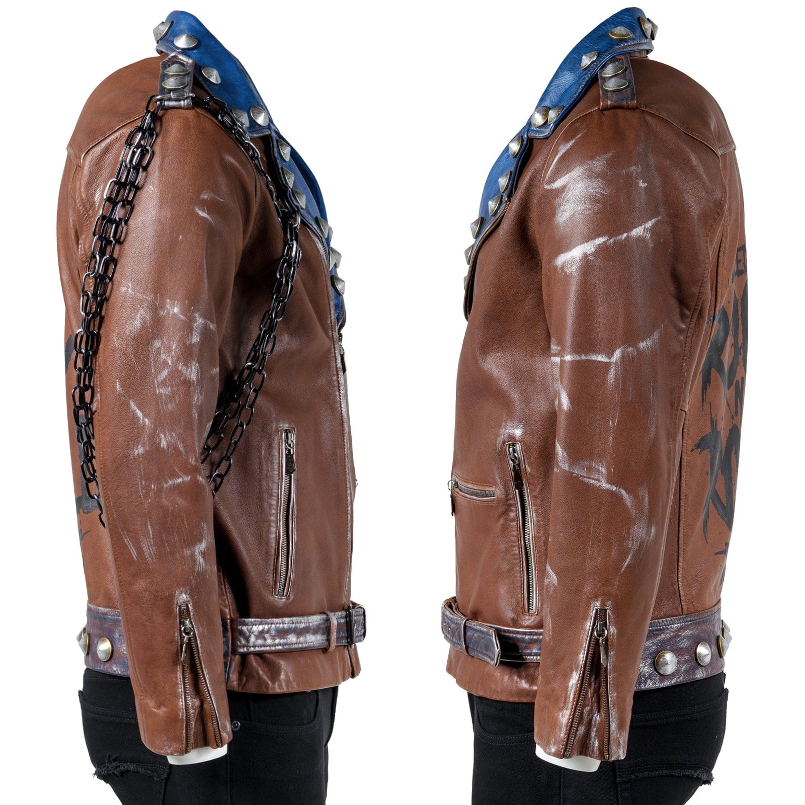 Custom Chop Shop Jacket Wornstar Custom Jacket - Fueled by Rock n Roll - Brown - Size Large