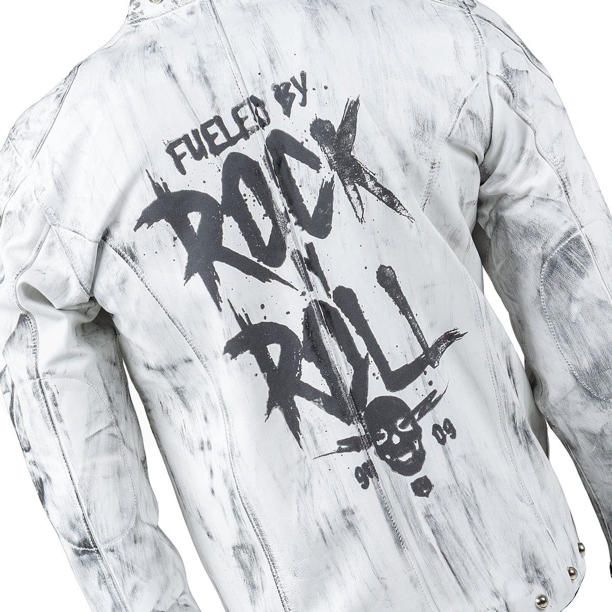 Custom Chop Shop Jacket Wornstar Custom Jacket - Fueled by Rock n Roll - White - Size Medium