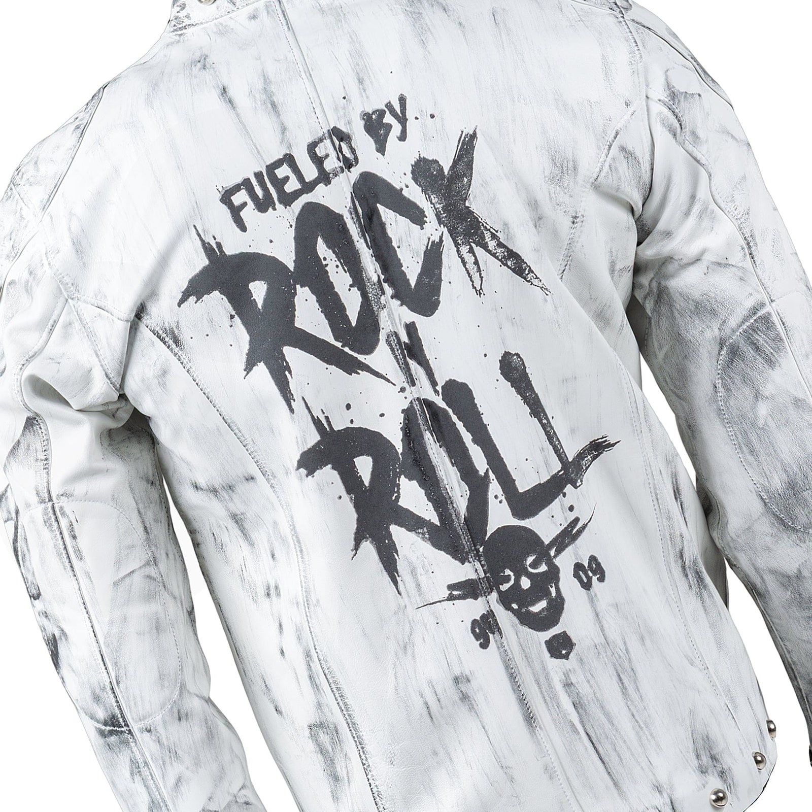 Custom Chop Shop Jacket Wornstar Custom Jacket - Fueled by Rock n Roll - White - Size Medium