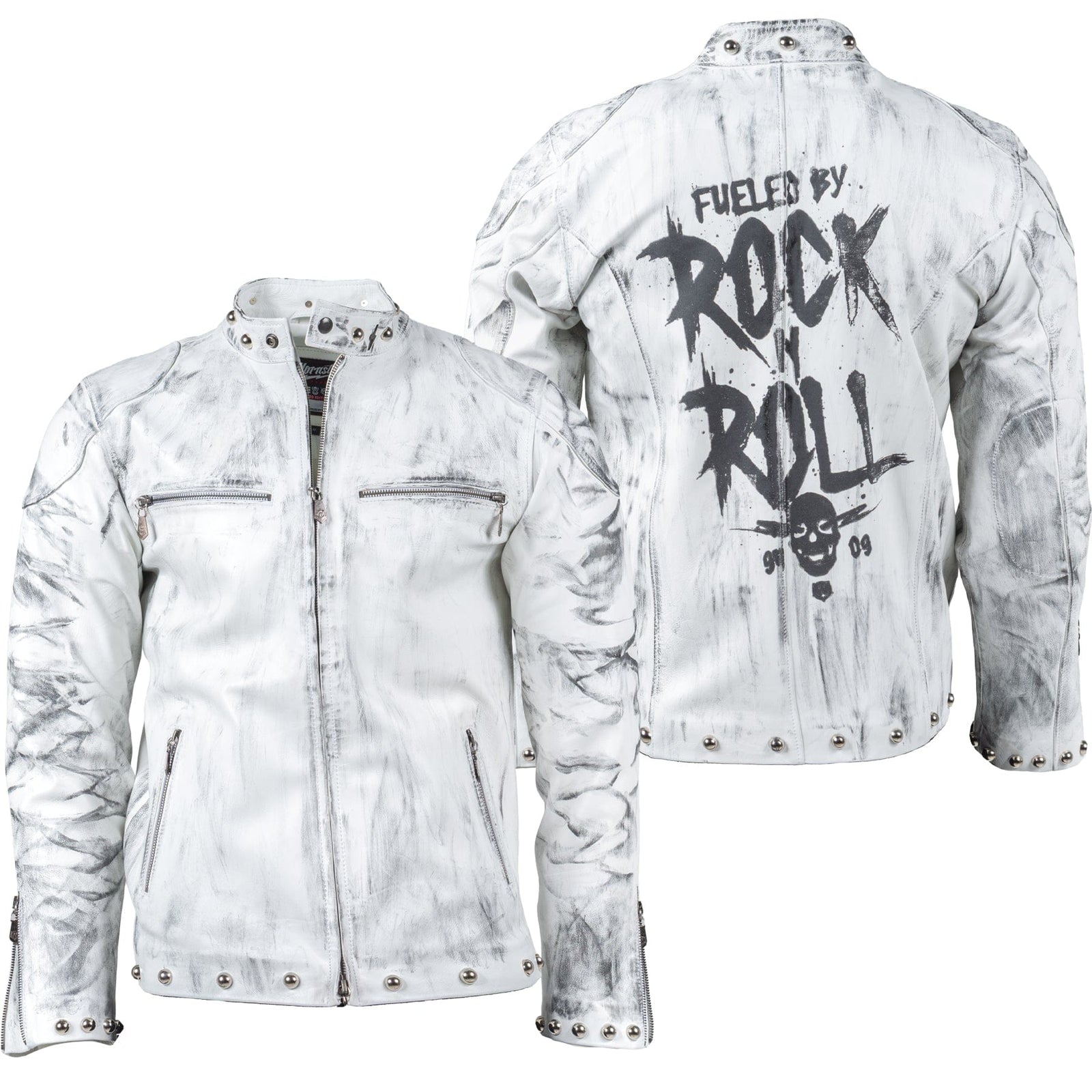 Custom Chop Shop Jacket Wornstar Custom Jacket - Fueled by Rock n Roll - White - Size Medium