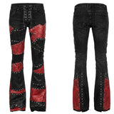 Custom Chop Shop Pants Wornstar Custom Jeans - Black and Red Leather Patchwork