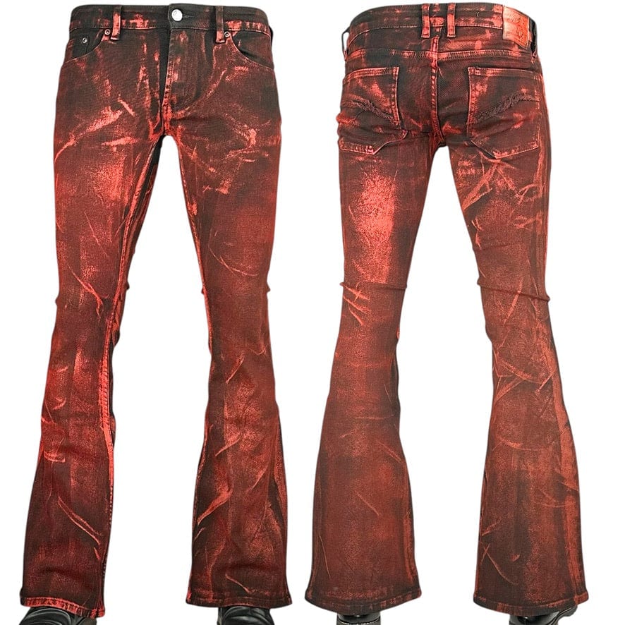 Custom Chop Shop Pants Wornstar Custom Jeans - Black Cherry Bomb Alloy Washed Flare