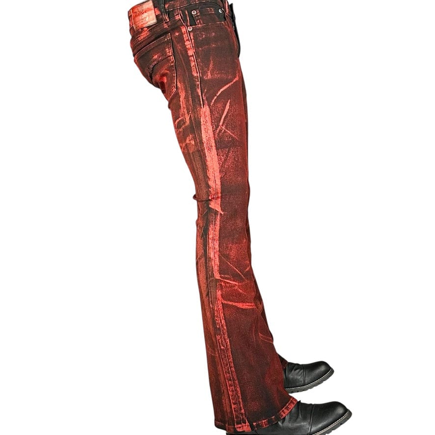 Custom Chop Shop Pants Wornstar Custom Jeans - Black Cherry Bomb Alloy Washed Flare