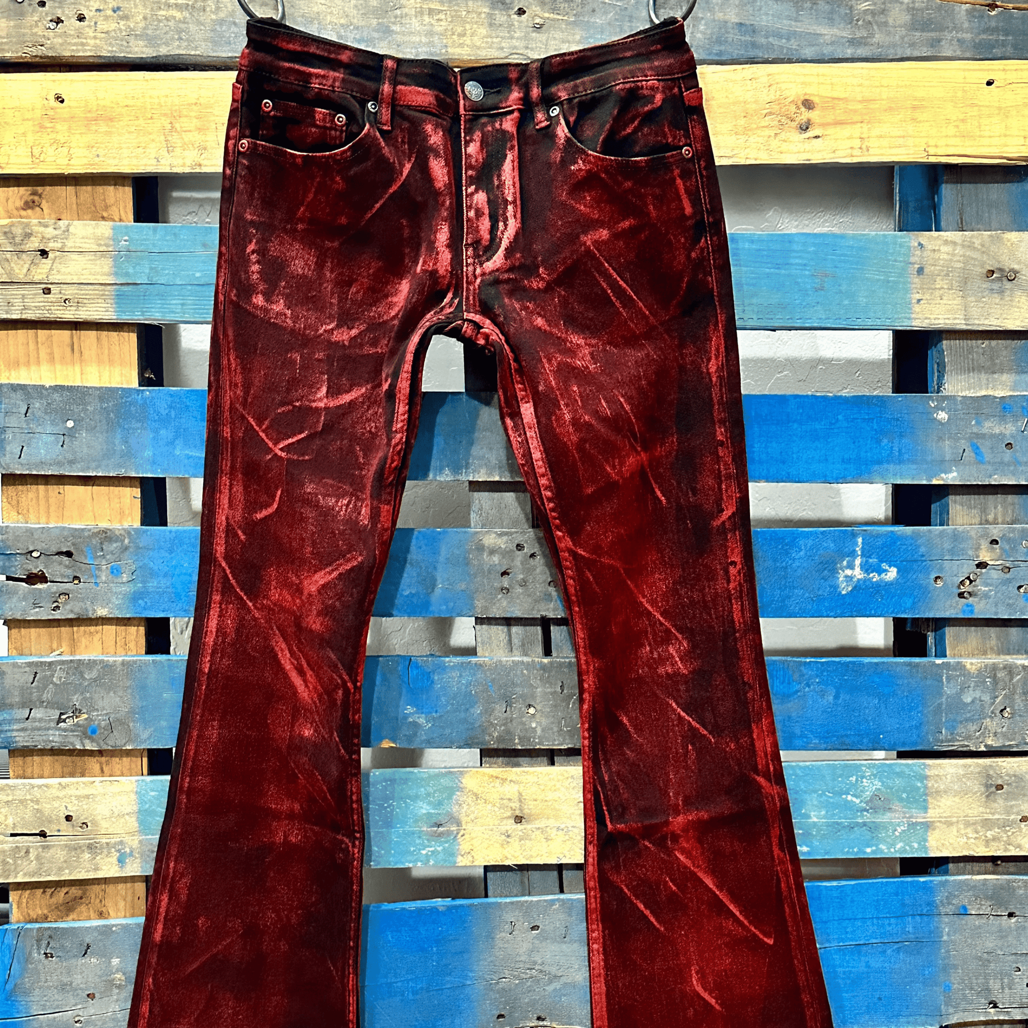 Custom Chop Shop Pants Wornstar Custom Jeans - Black Cherry Bomb Alloy Washed Flare