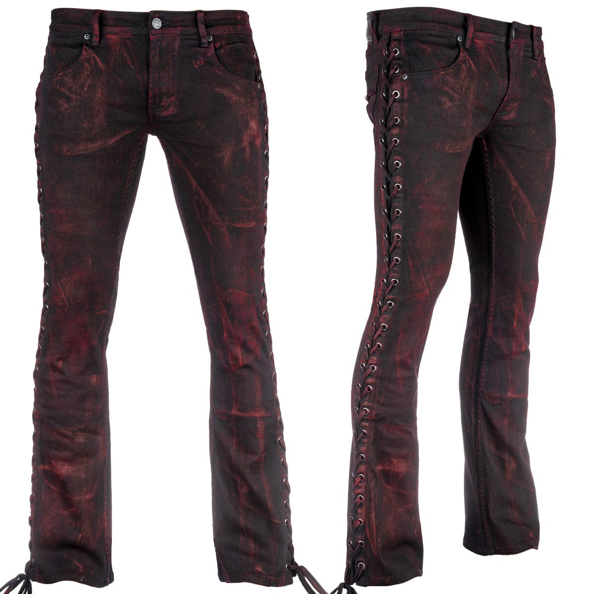 Custom Chop Shop Pants Wornstar Custom Jeans - Black Cherry Bomb Alloy Washed Side Laced