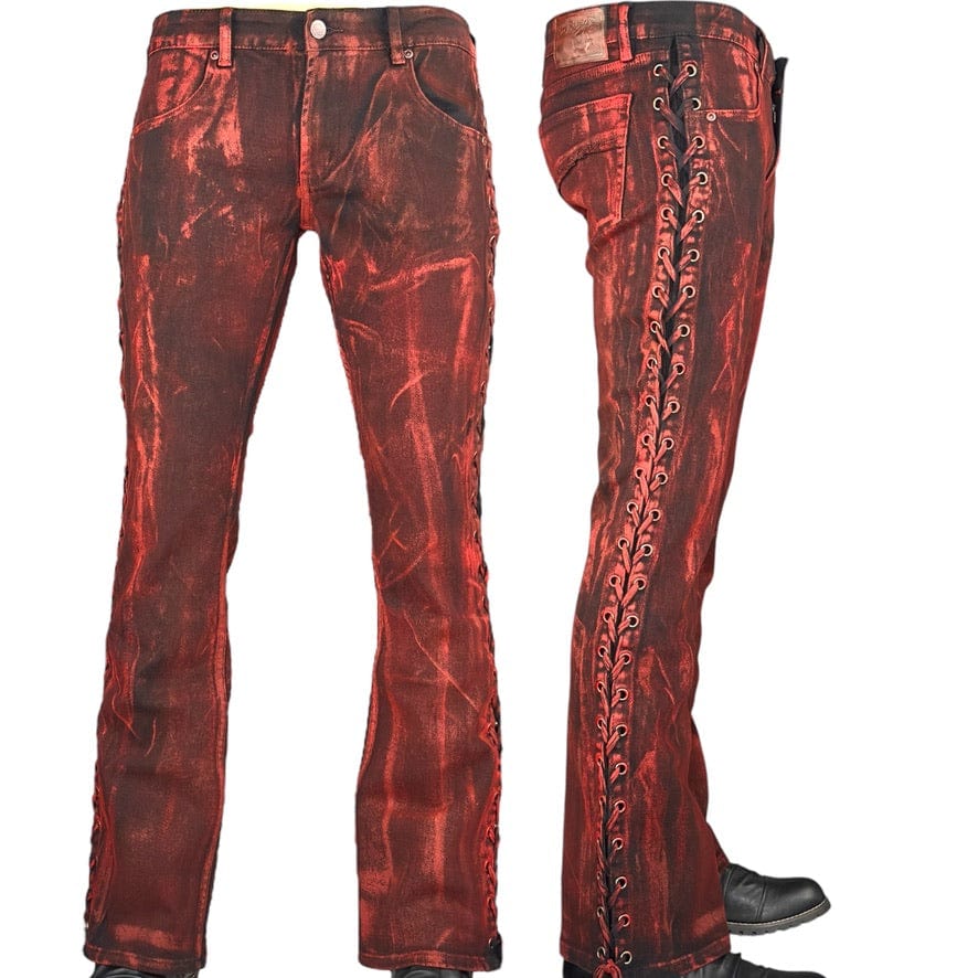 Custom Chop Shop Pants Wornstar Custom Jeans - Black Cherry Bomb Alloy Washed Side Laced