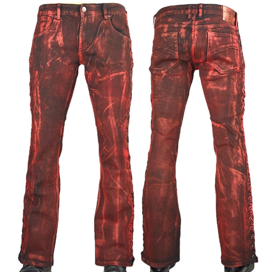 Custom Chop Shop Pants Wornstar Custom Jeans - Black Cherry Bomb Alloy Washed Side Laced