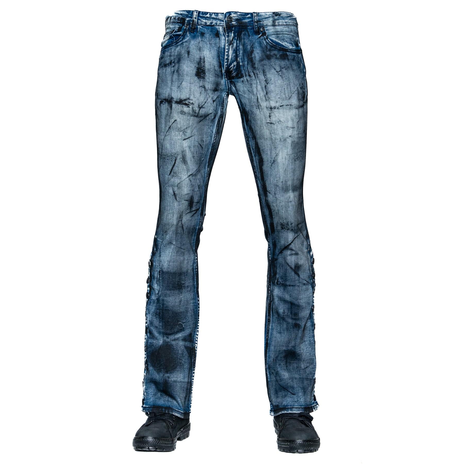 Custom Chop Shop Pants Wornstar Custom Jeans - Black Onyx Alloy Wash - Side Button