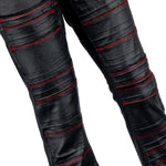 Custom Chop Shop Pants Wornstar Custom Jeans - Black Waxed Bandage with Red Stitching