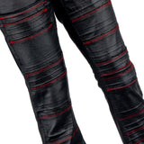 Custom Chop Shop Pants Wornstar Custom Jeans - Black Waxed Bandage with Red Stitching