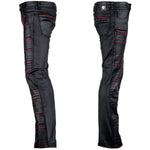 Custom Chop Shop Pants Wornstar Custom Jeans - Black Waxed Bandage with Red Stitching