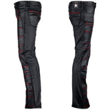 Custom Chop Shop Pants Wornstar Custom Jeans - Black Waxed Bandage with Red Stitching