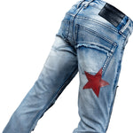 Custom Chop Shop Pants Wornstar Custom Jeans - Blue and Black - Ready to Ship - Size 28x34