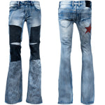 Custom Chop Shop Pants Wornstar Custom Jeans - Blue and Black - Ready to Ship - Size 28x34