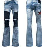 Custom Chop Shop Pants Wornstar Custom Jeans - Blue and Black - Ready to Ship - Size 28x34