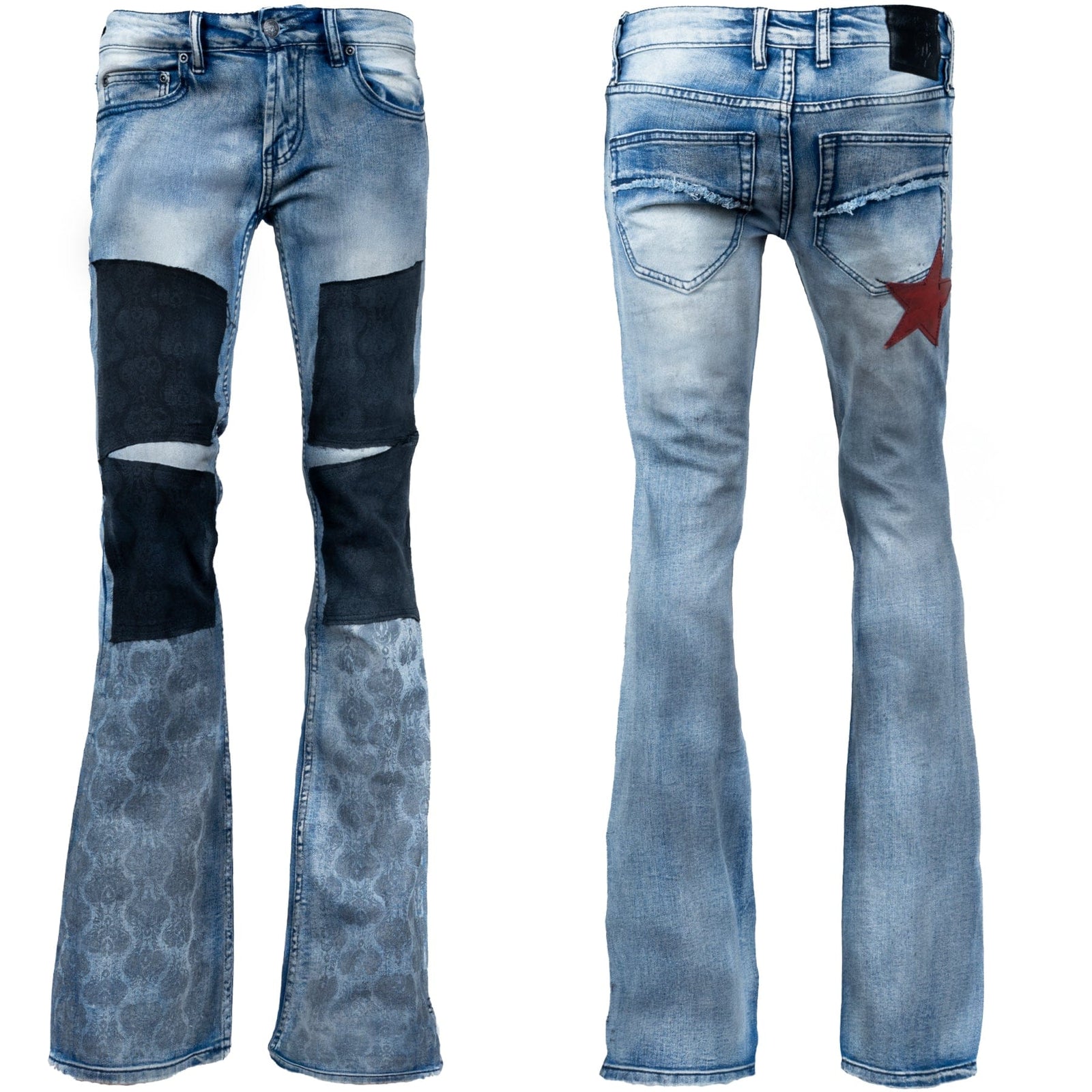Custom Chop Shop Pants Wornstar Custom Jeans - Blue and Black - Ready to Ship - Size 28x34