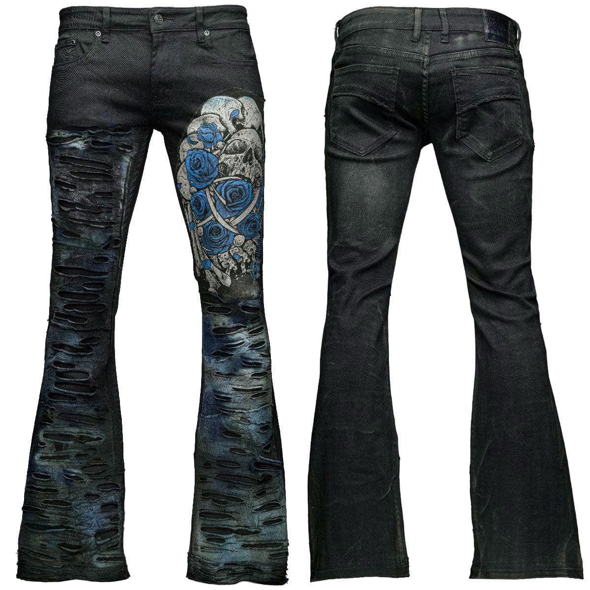 Custom Chop Shop Pants Wornstar Custom Jeans - Blue Heartbreaking Bones